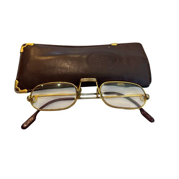 Vintage Cartier Folding Eyeglasses w/ Original Case (1987, Gold Tone, 50□24) - Picture 1 of 6